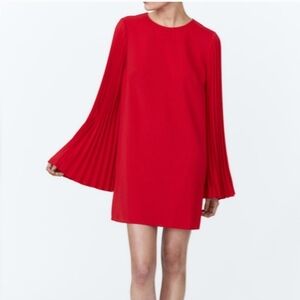 H&M Elegant Red Pleated Sleeve Romantic  Dress Size XXL